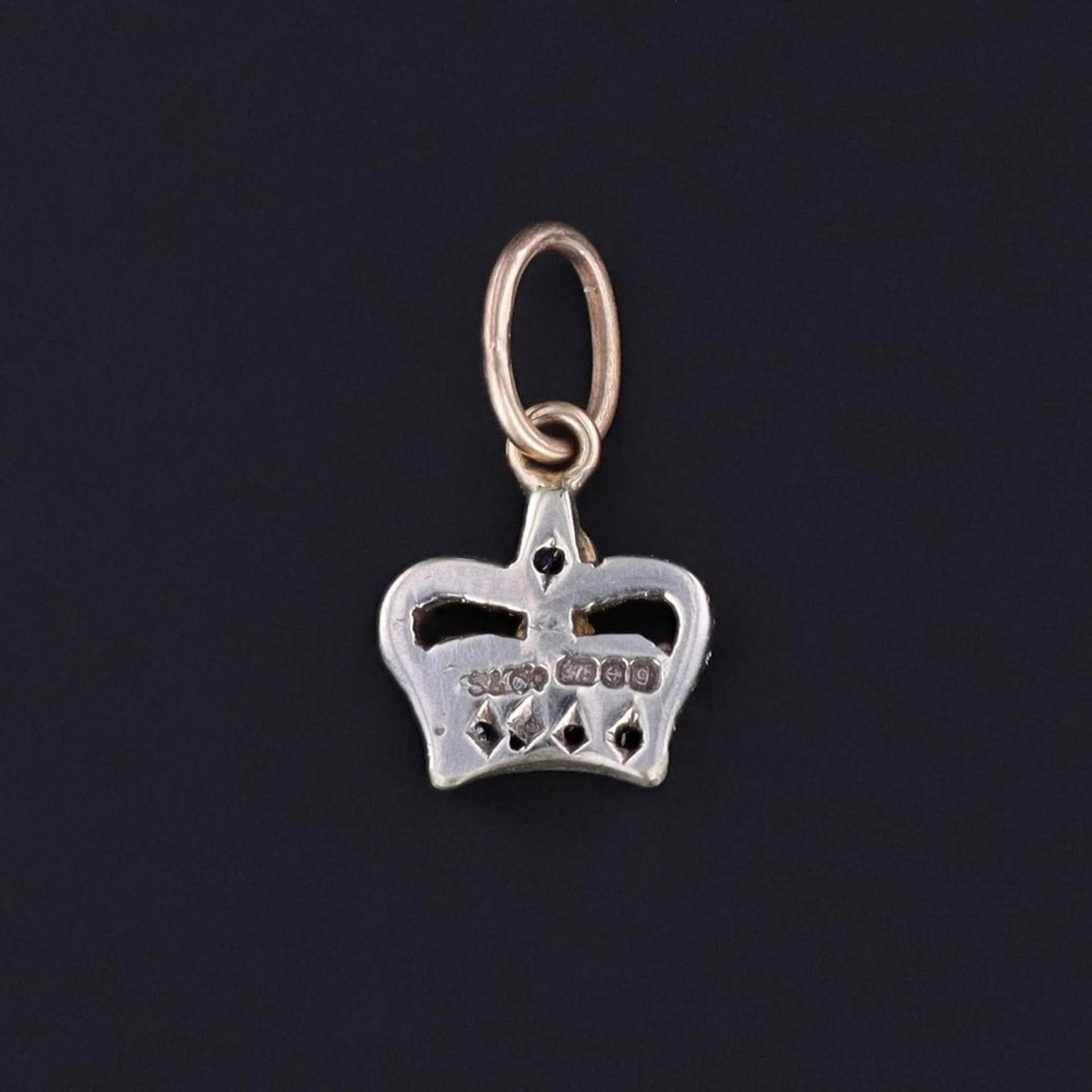 Antique Enamel and Diamond Crown Charm of 9ct Gold - Trademark Antiques