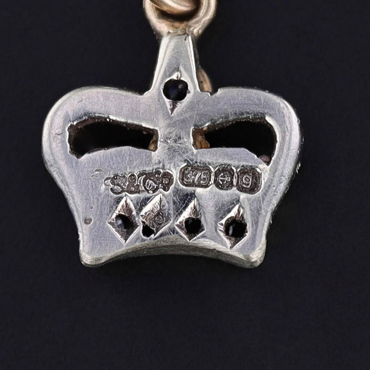 Antique Enamel and Diamond Crown Charm of 9ct Gold - Trademark Antiques