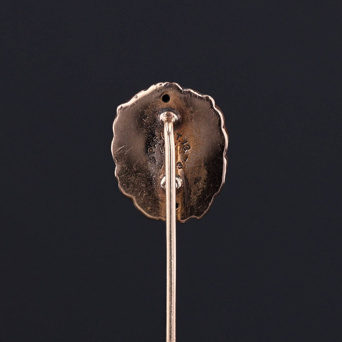 Antique Enamel and Diamond Lion Stickpin of 14k Gold - Trademark Antiques