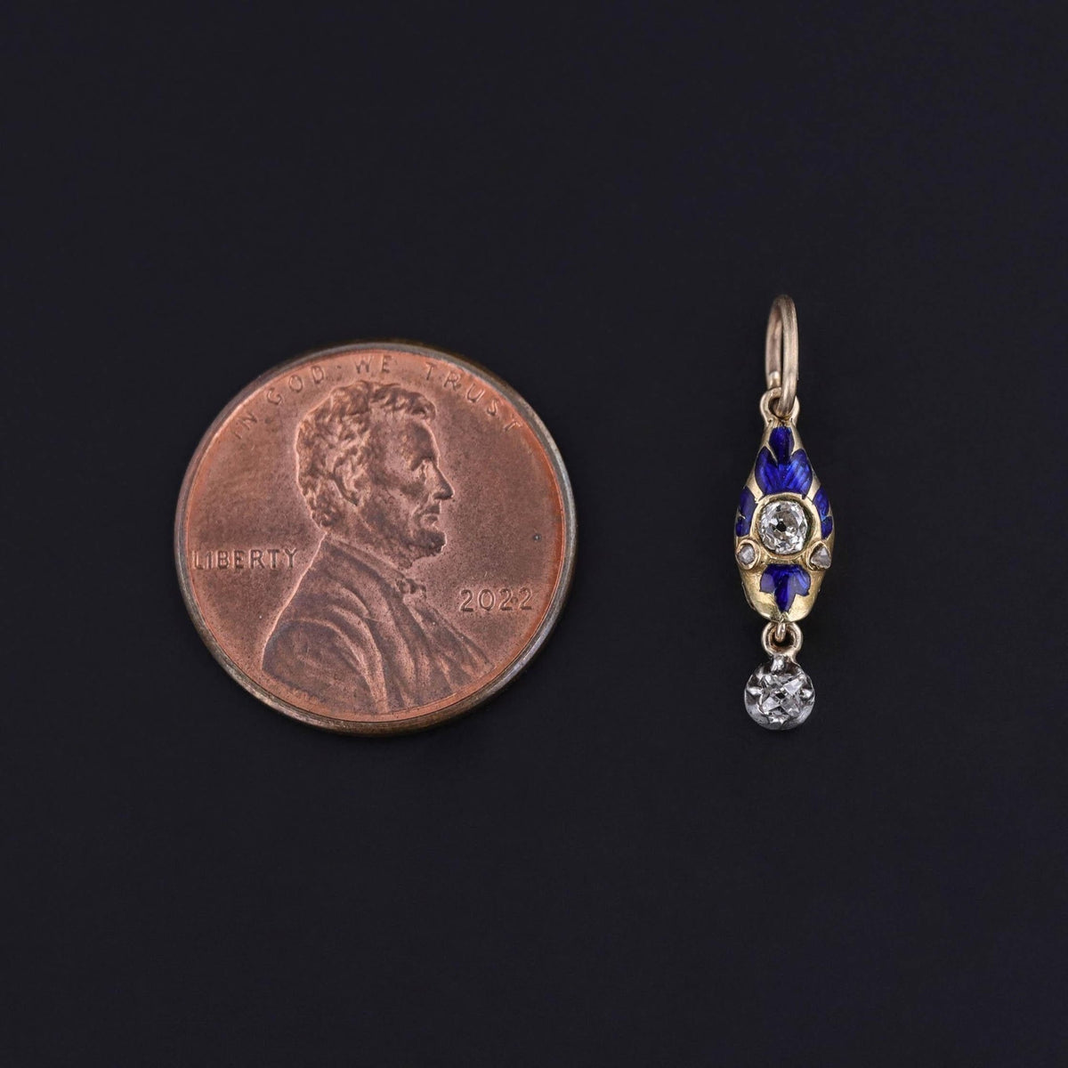 Antique Enamel and Diamond Snake Charm of 18k Gold - Trademark Antiques