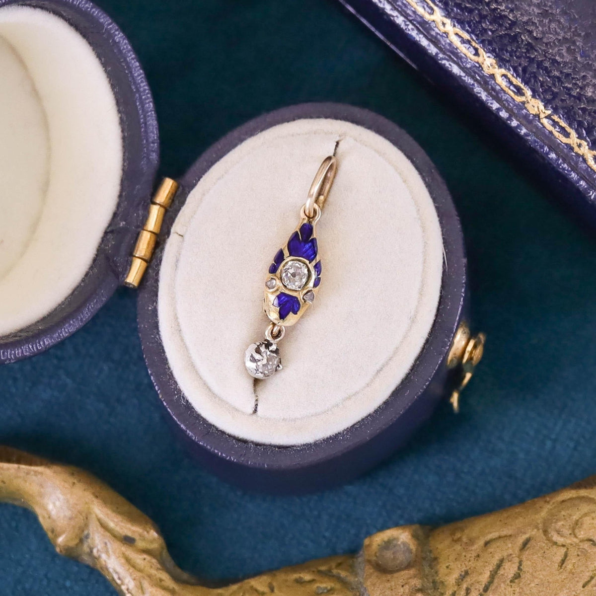 Antique Enamel and Diamond Snake Charm of 18k Gold - Trademark Antiques