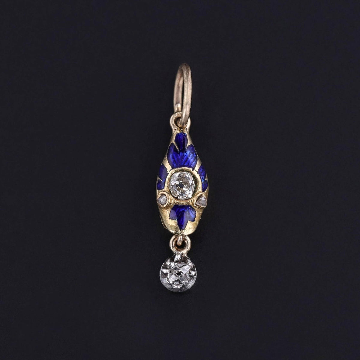 Antique Enamel and Diamond Snake Charm of 18k Gold - Trademark Antiques