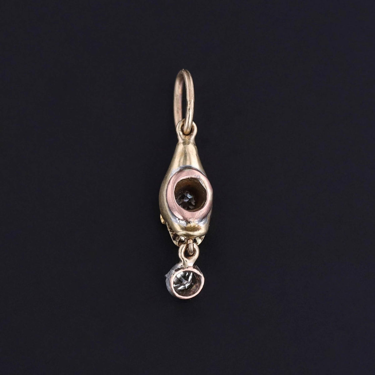 Antique Enamel and Diamond Snake Charm of 18k Gold - Trademark Antiques
