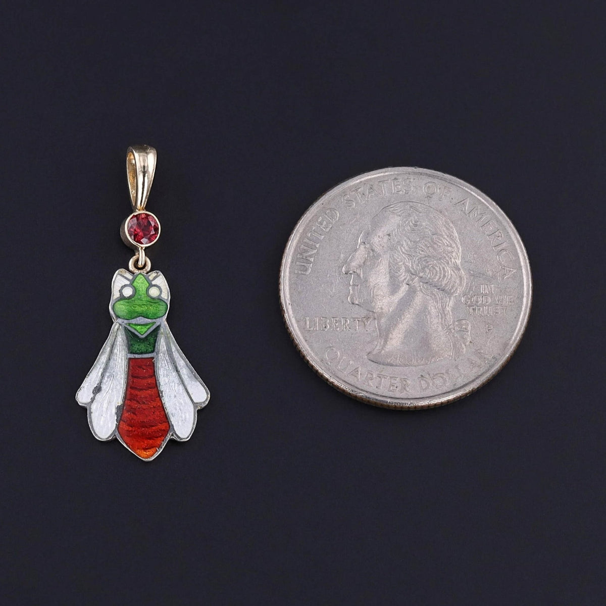 Antique Enamel and Garnet Bug Pendant - Trademark Antiques