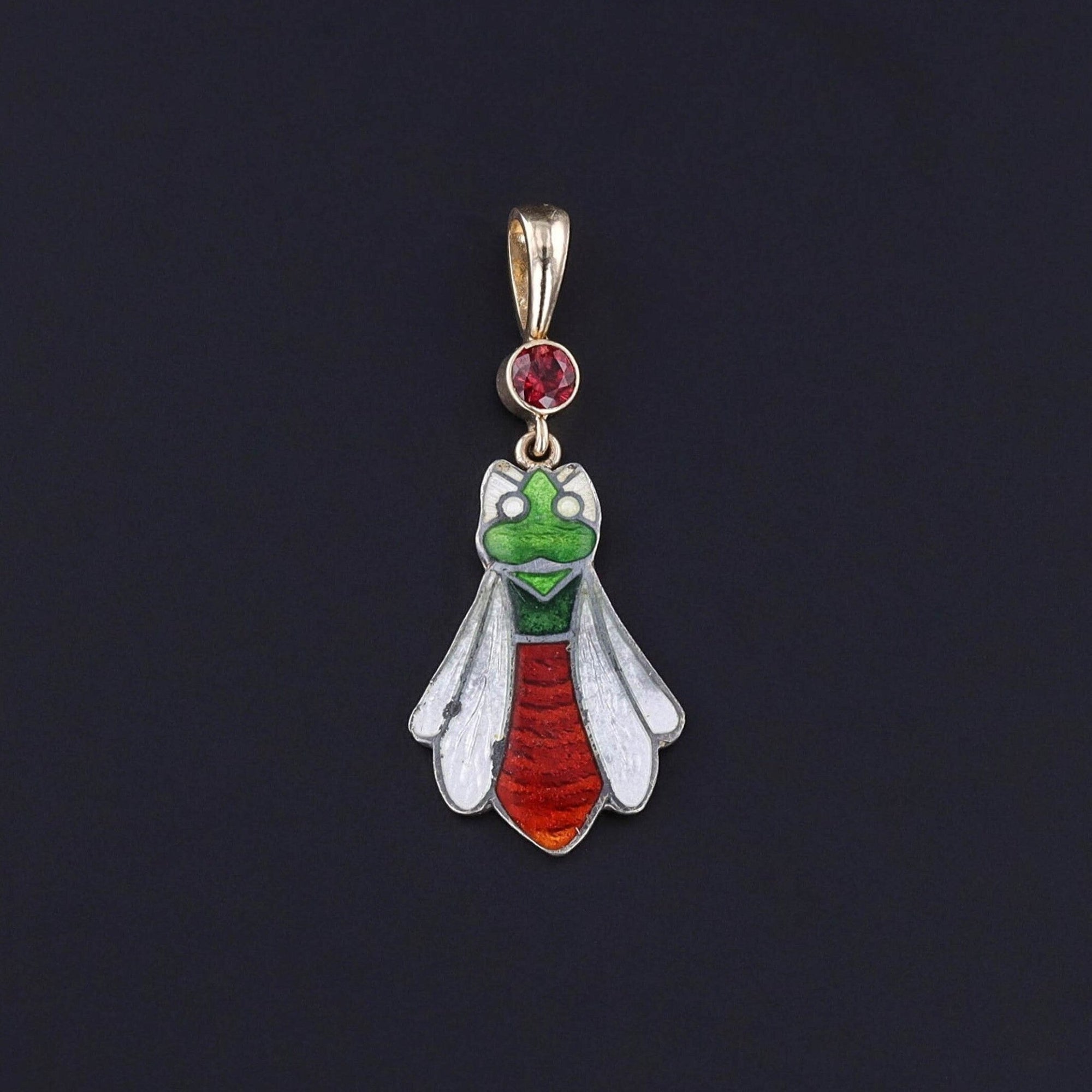 Antique Enamel and Garnet Bug Pendant - Trademark Antiques