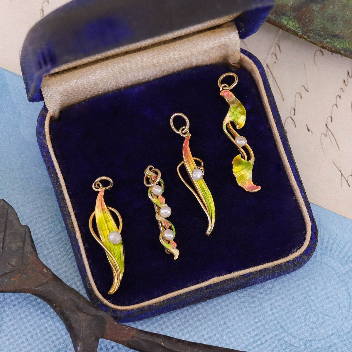 Antique Enamel and Pearl Conversion Pendant of 14k Gold - Trademark Antiques