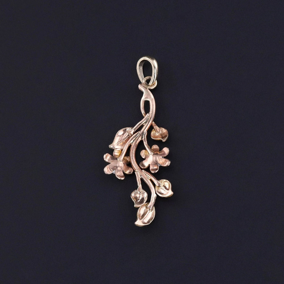 Antique Enamel and Pearl Flower Pendant of 10k Gold - Trademark Antiques