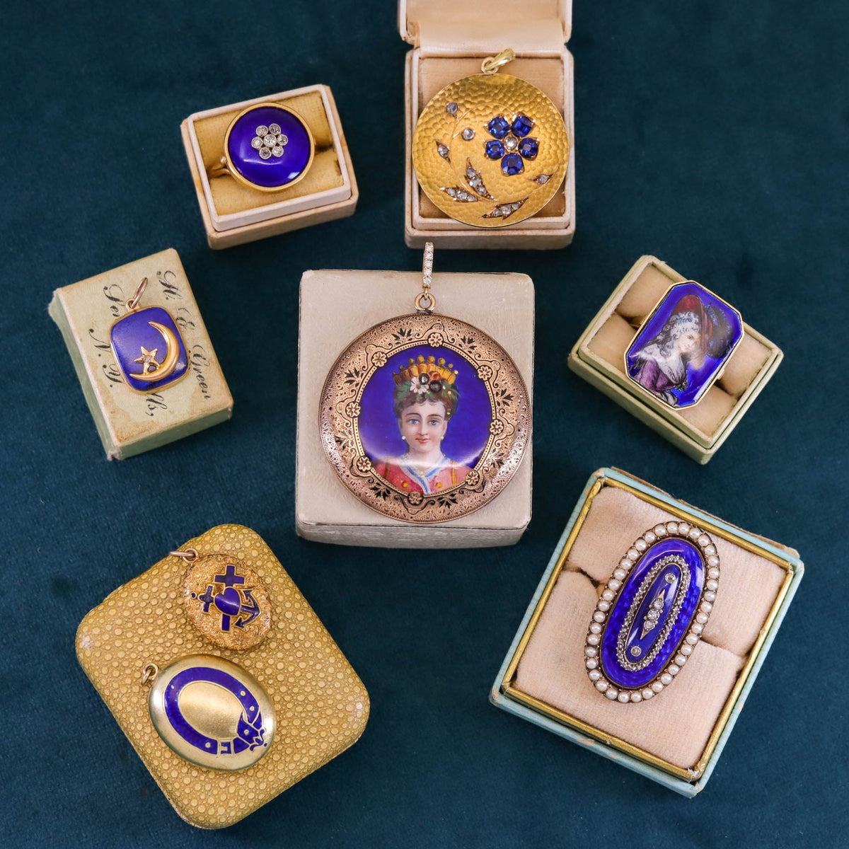 Antique Enamel Buckle Pendant of 14k Gold - Trademark Antiques