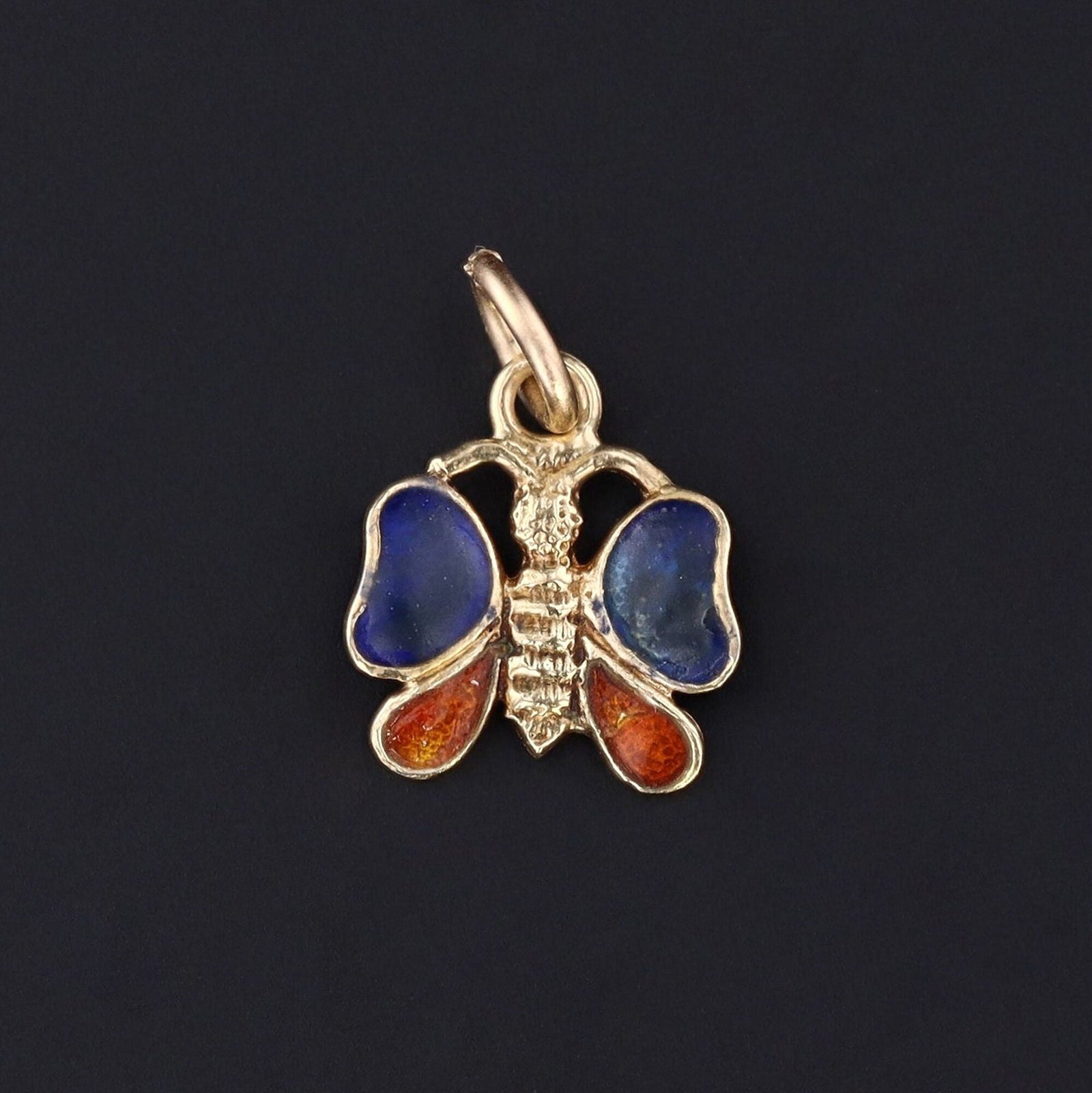 Antique Enamel Butterfly Charm of 14k Gold - Trademark Antiques