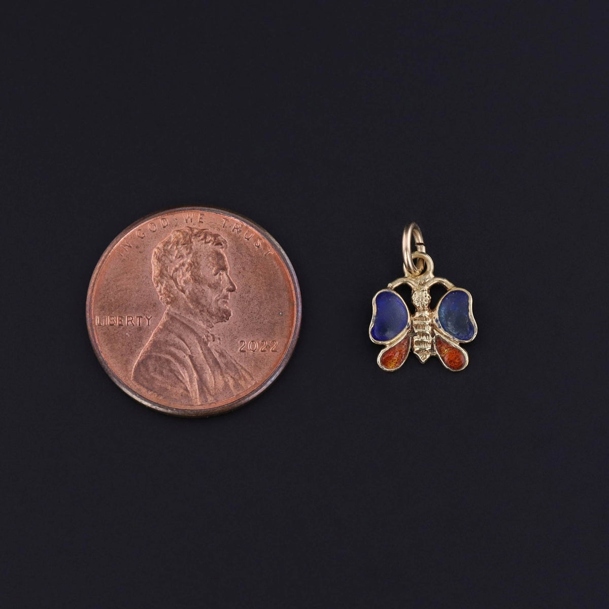 Antique Enamel Butterfly Charm of 14k Gold - Trademark Antiques
