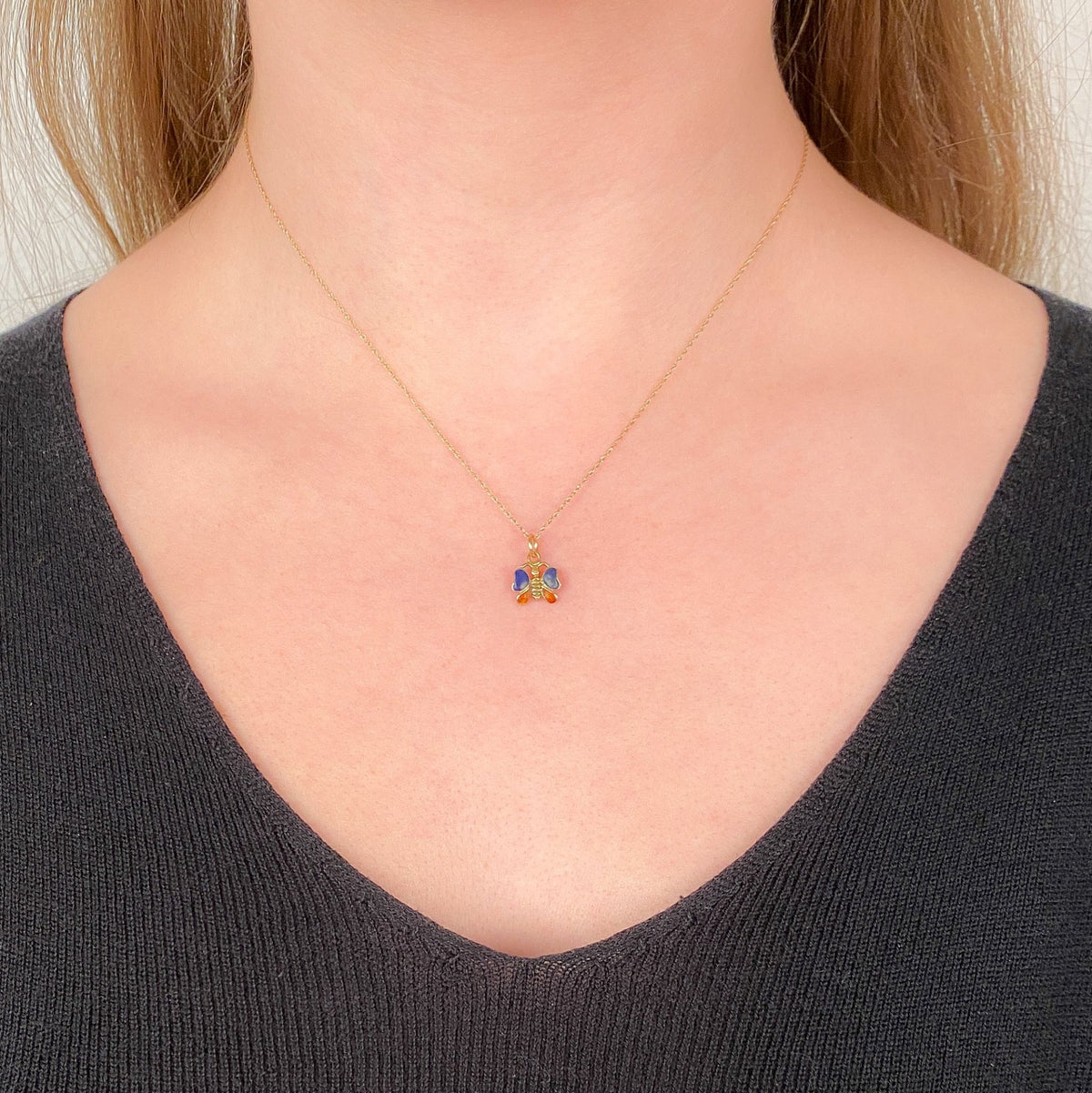 Antique Enamel Butterfly Charm of 14k Gold - Trademark Antiques