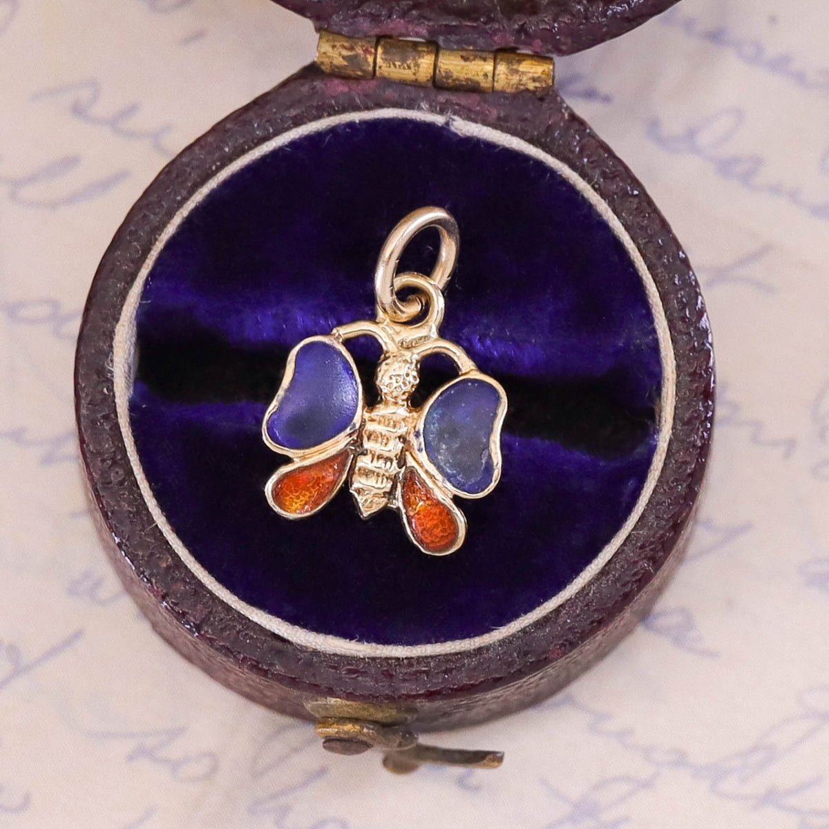 Antique Enamel Butterfly Charm of 14k Gold - Trademark Antiques