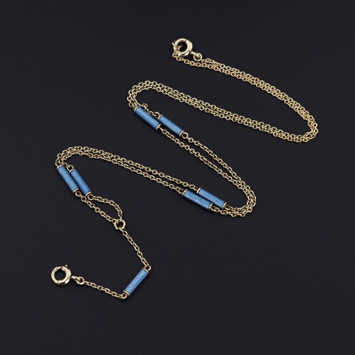 Antique Enamel Chain Necklace of 14k Gold - Trademark Antiques