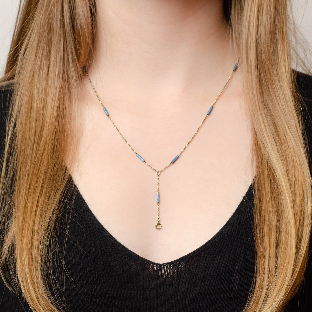 Antique Enamel Chain Necklace of 14k Gold - Trademark Antiques