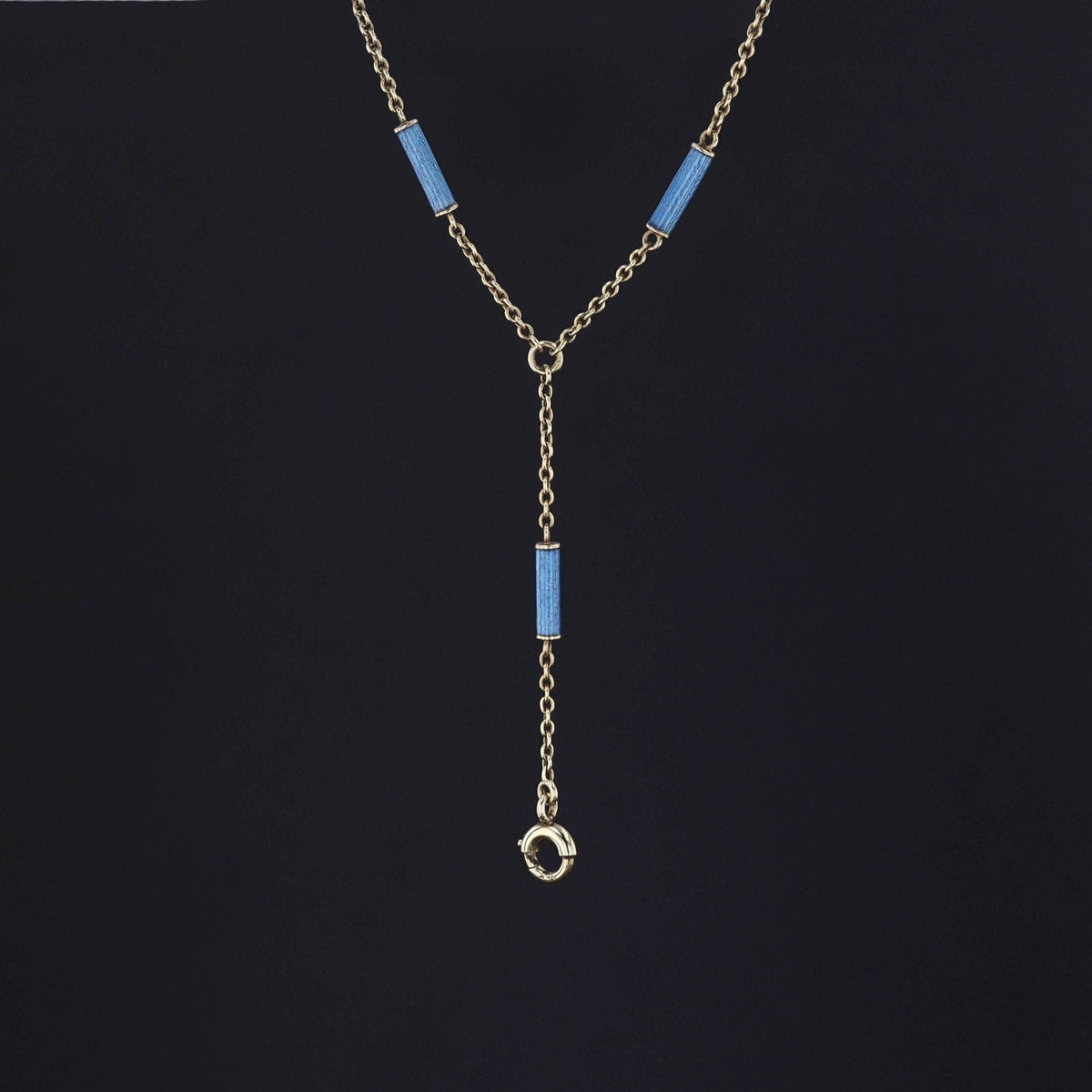 Antique Enamel Chain Necklace of 14k Gold - Trademark Antiques