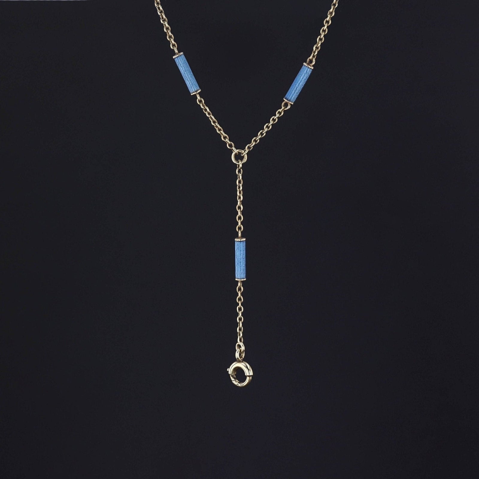 Antique Enamel Chain Necklace of 14k Gold - Trademark Antiques