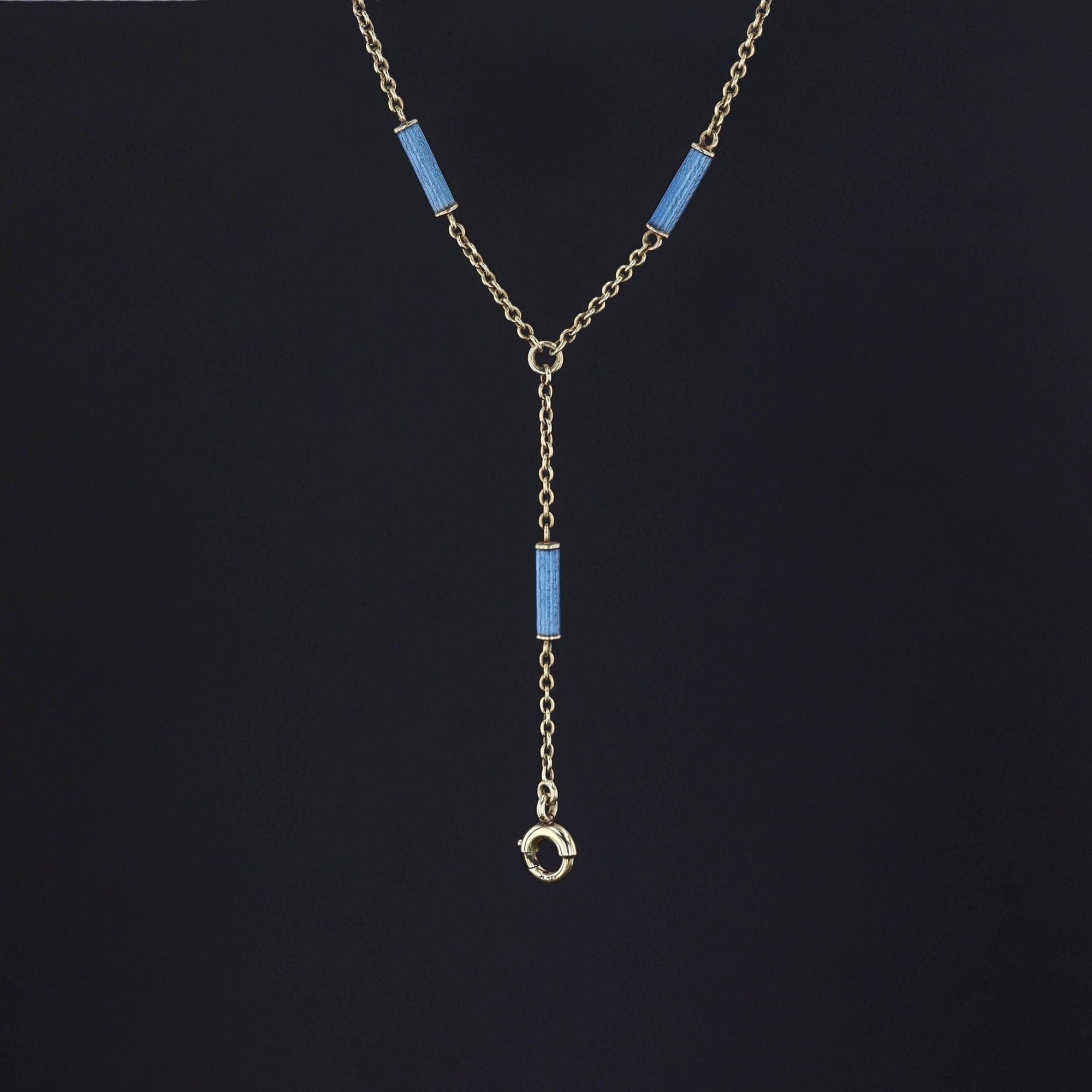 Antique Enamel Chain Necklace of 14k Gold - Trademark Antiques