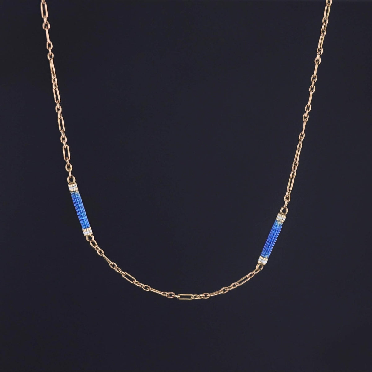 Antique Enamel Chain of 14k Gold - Trademark Antiques