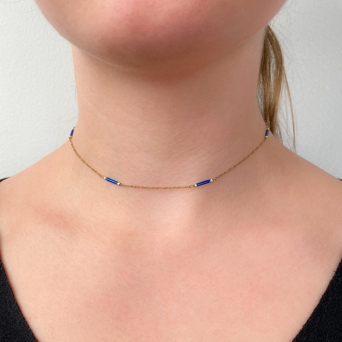 Antique Enamel Chain of 14k Gold - Trademark Antiques