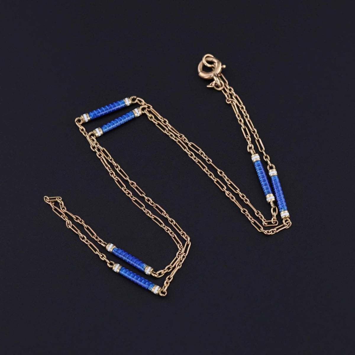 Antique Enamel Chain of 14k Gold - Trademark Antiques