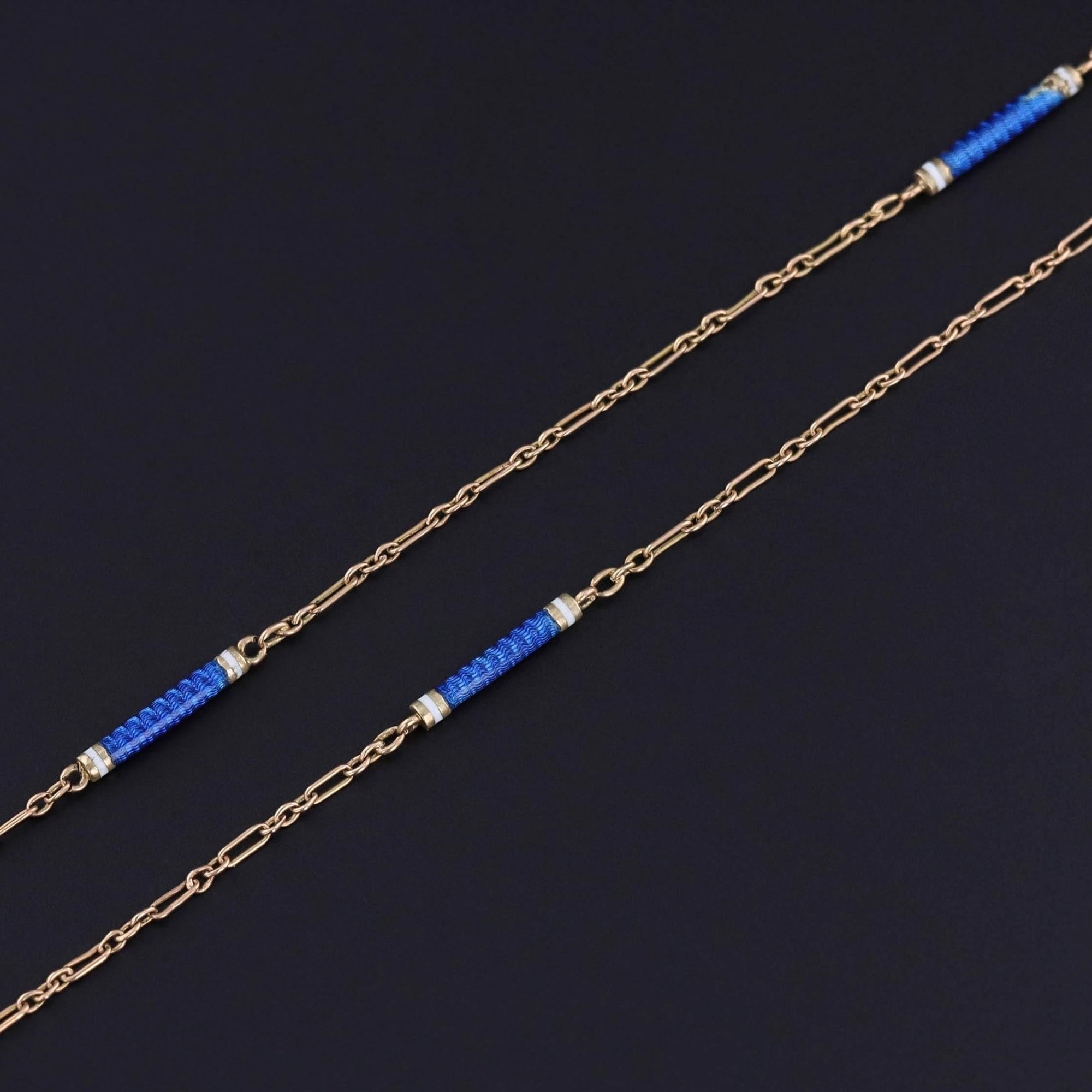 Antique Enamel Chain of 14k Gold - Trademark Antiques