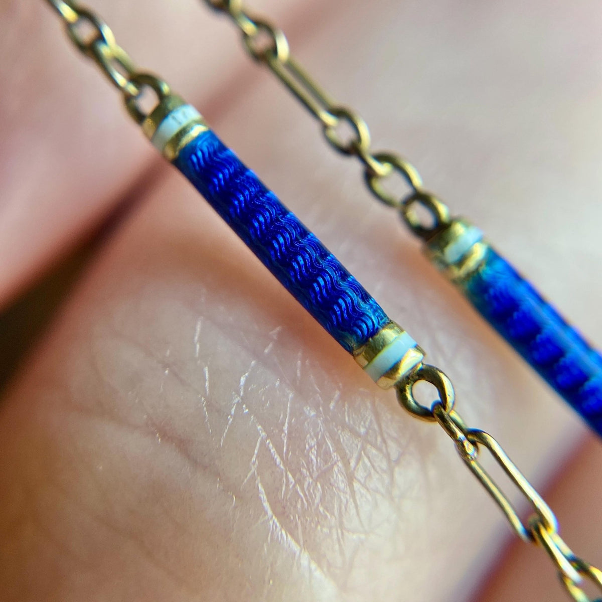 Antique Enamel Chain of 14k Gold - Trademark Antiques