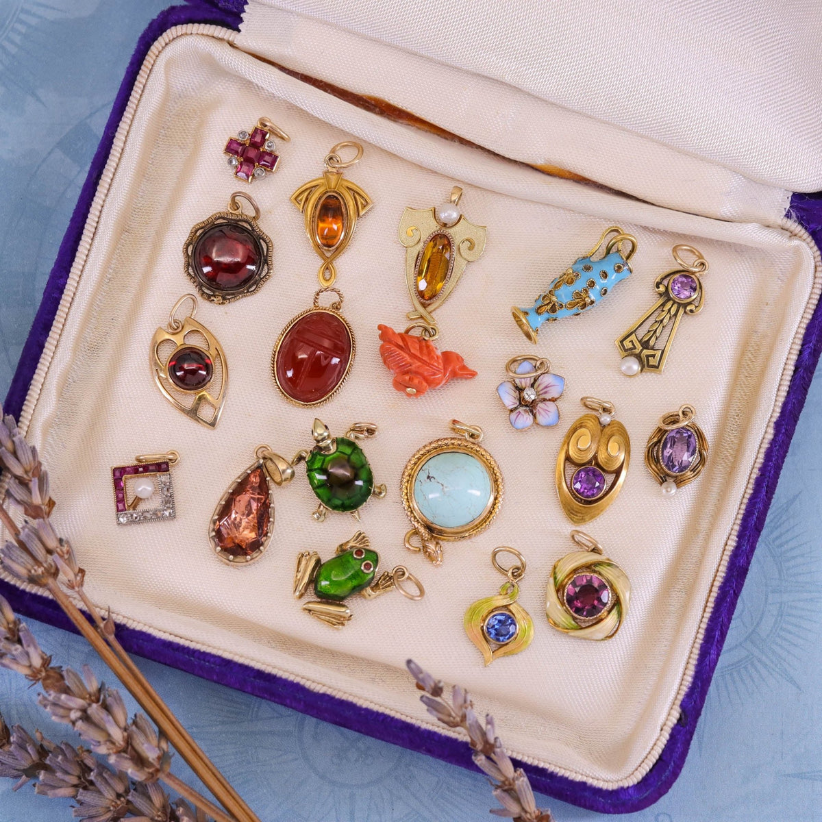 Antique Enamel Charm of 10k Gold - Trademark Antiques