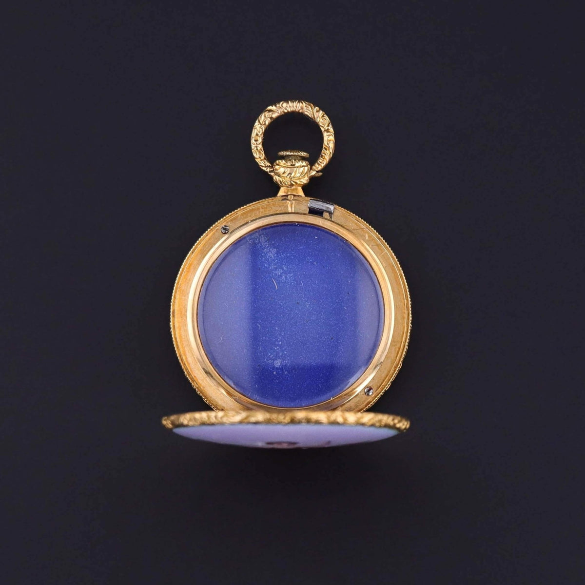 Antique Enamel Cherub Locket of 18k Gold - Trademark Antiques