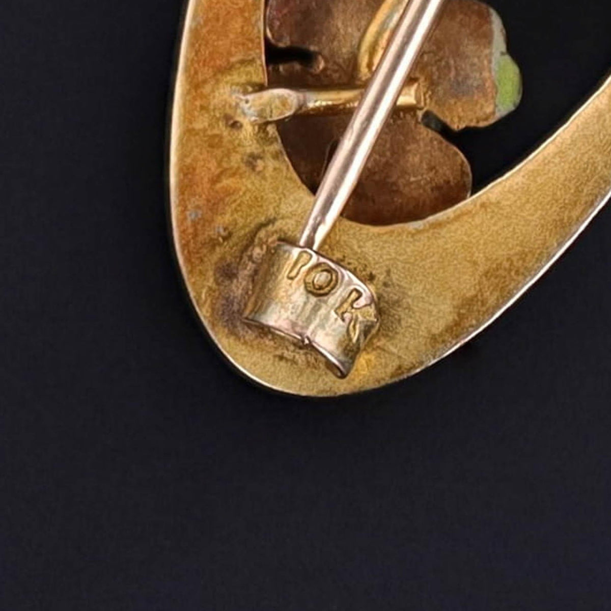 Antique Enamel Clover Brooch of 10k Gold - Trademark Antiques