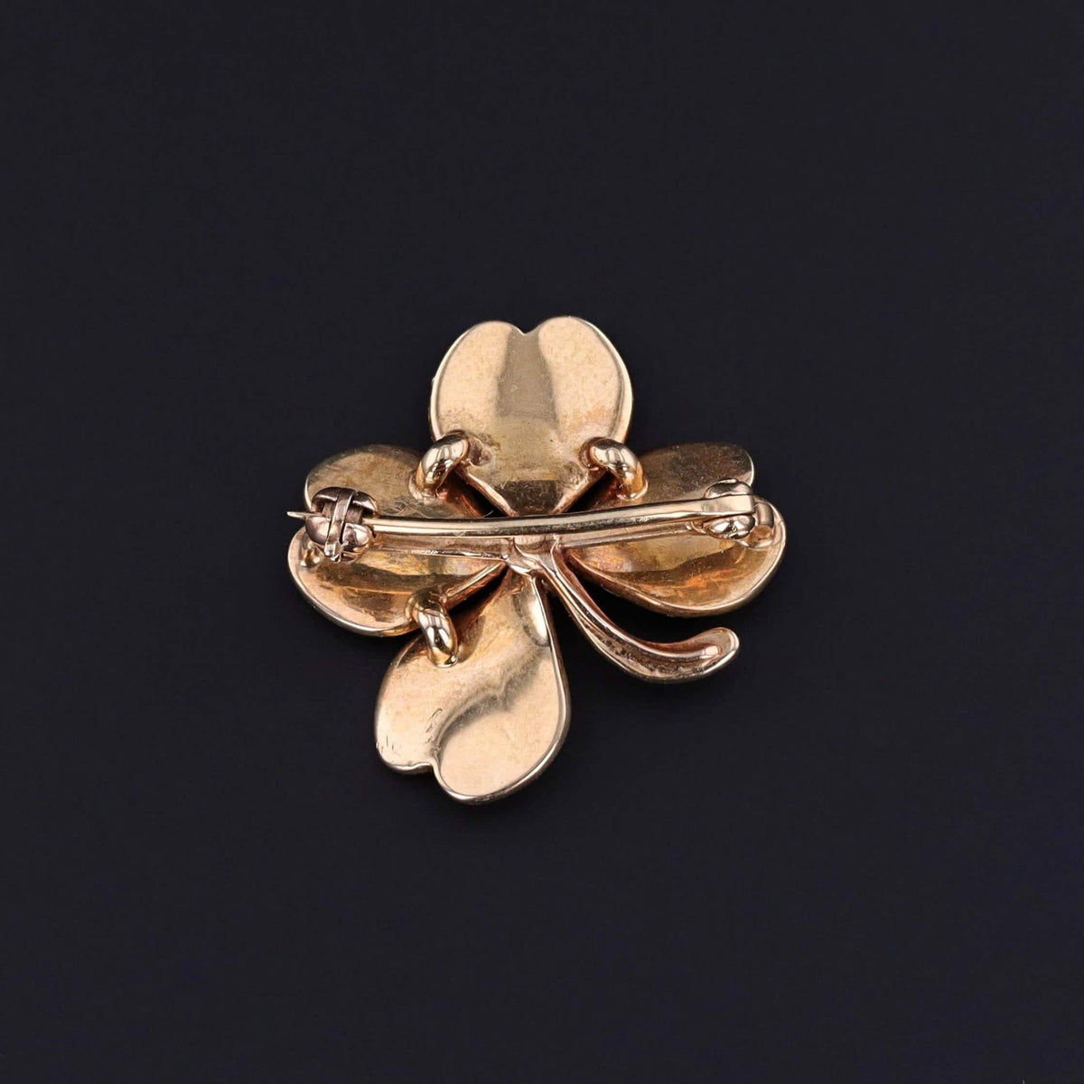 Antique Enamel Clover Brooch of 14k Gold - Trademark Antiques
