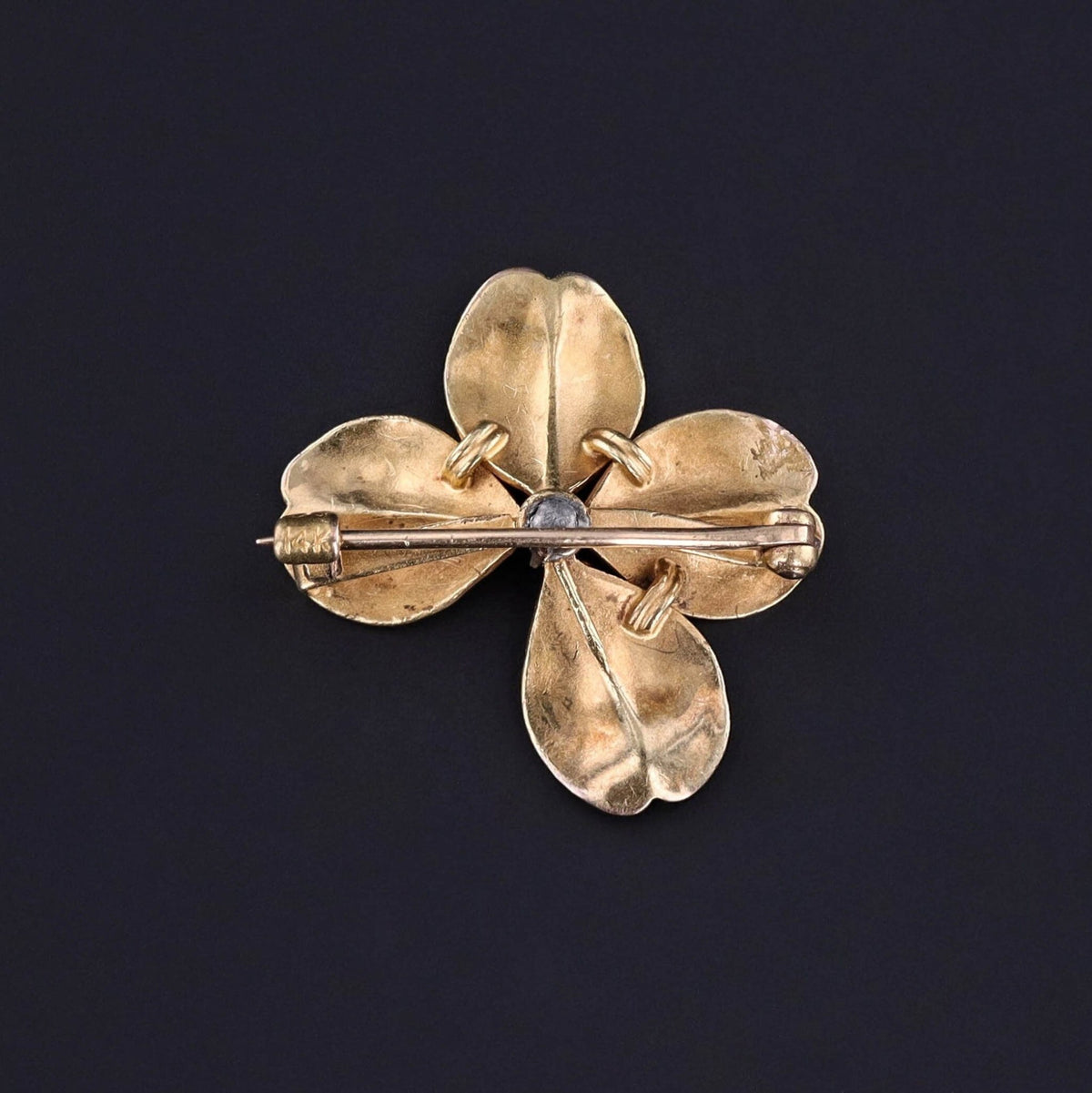 Antique Enamel Clover Brooch of 14k Gold by Krementz &amp; Co - Trademark Antiques