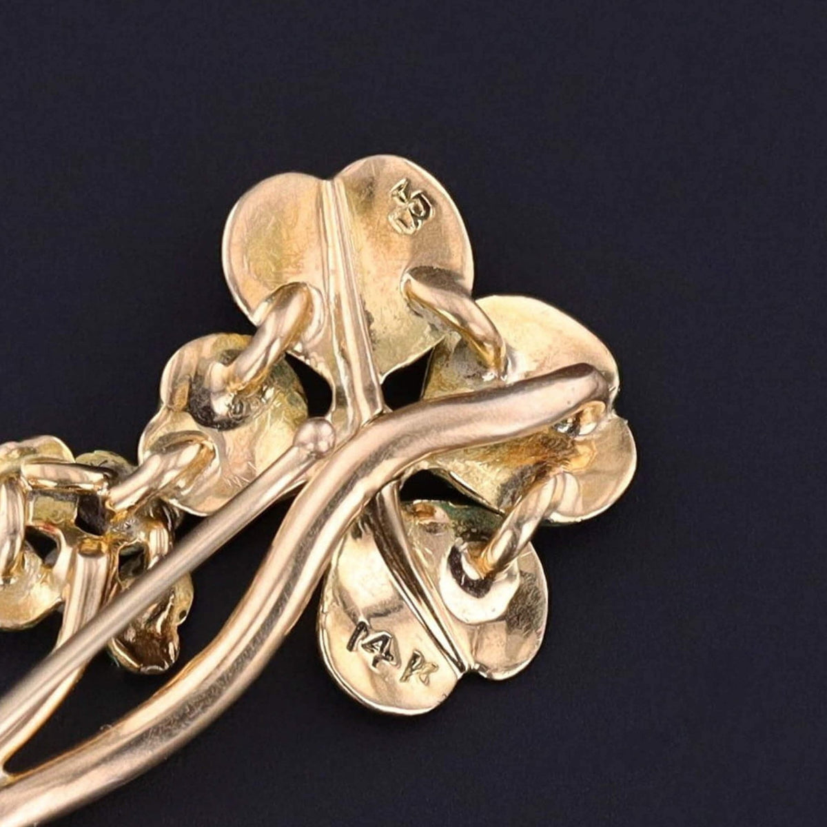 Antique Enamel Clover Earrings of 14k Gold - Trademark Antiques