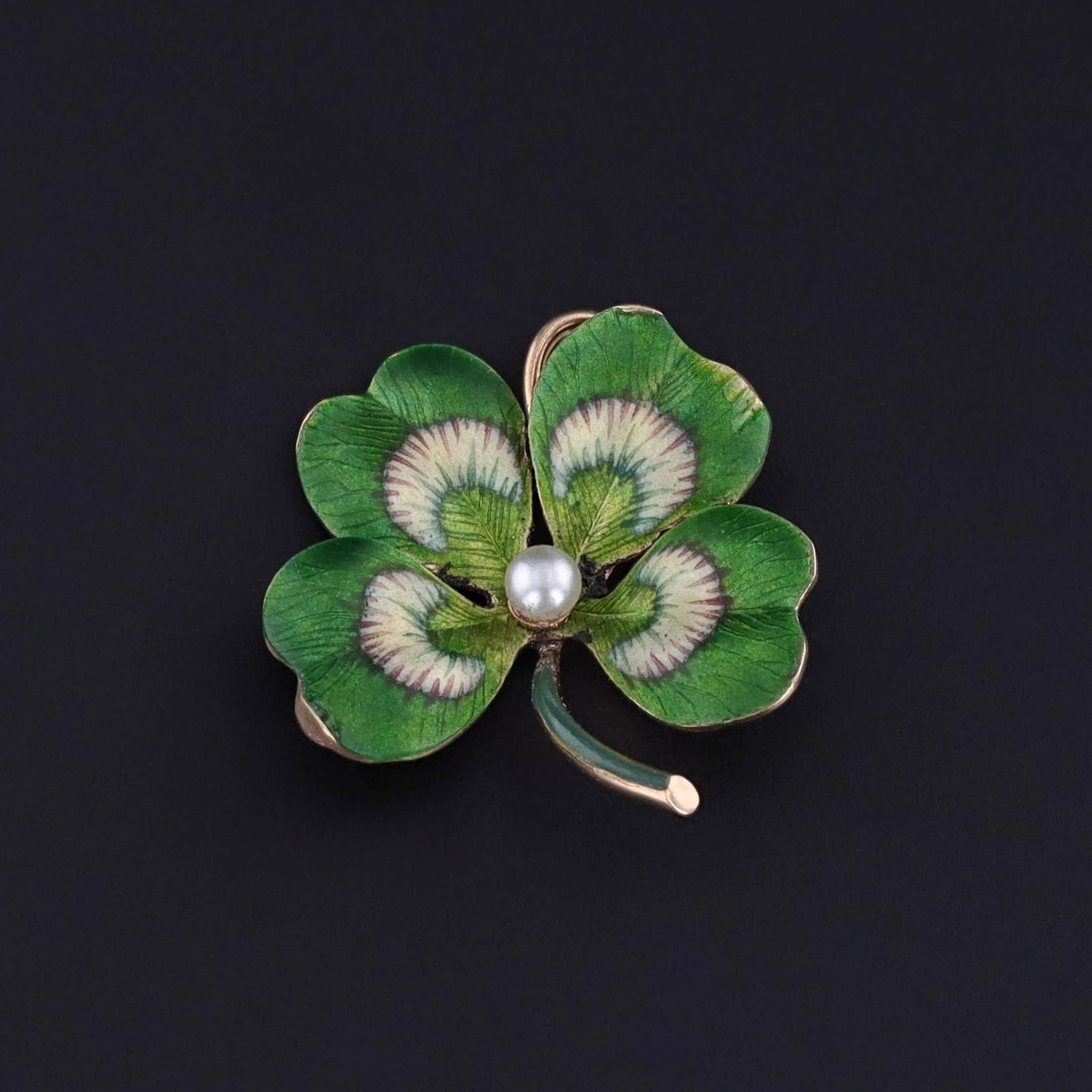 Antique Enamel Clover Pendant of 14k Gold - Trademark Antiques