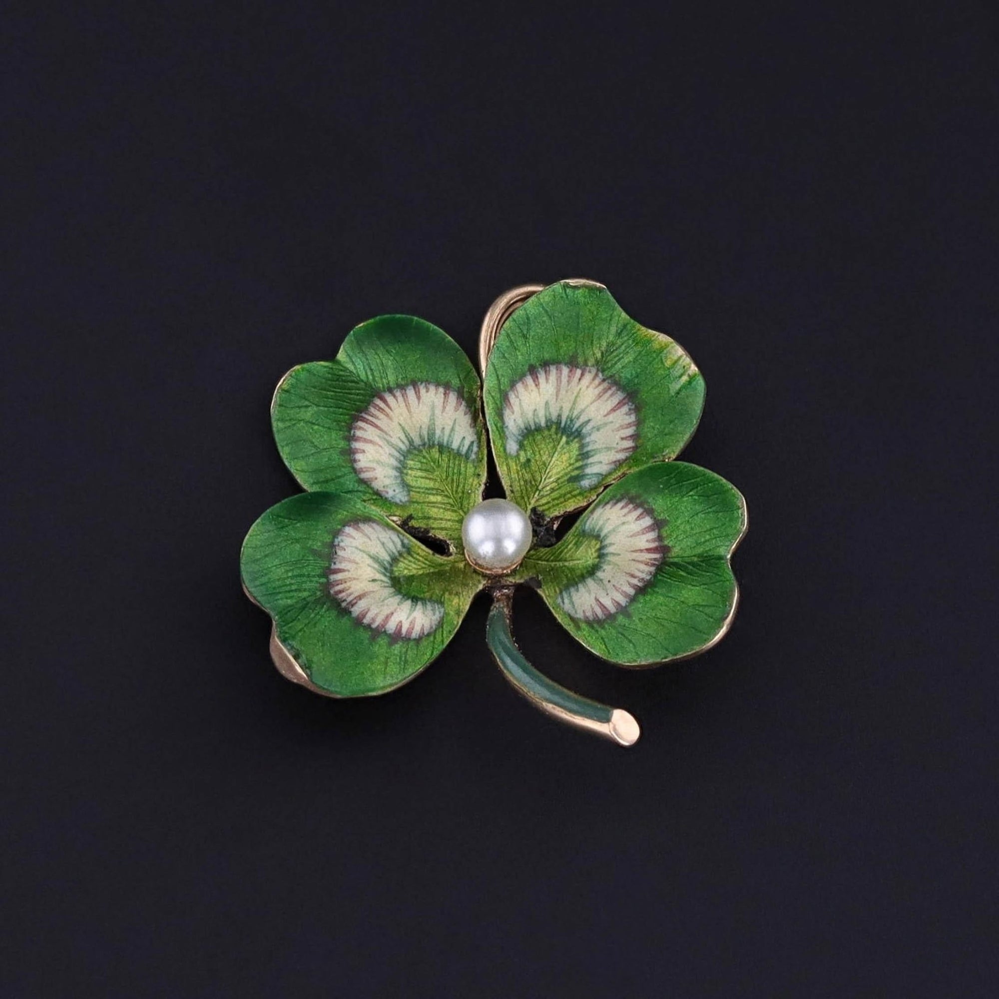Antique Enamel Clover Pendant of 14k Gold - Trademark Antiques
