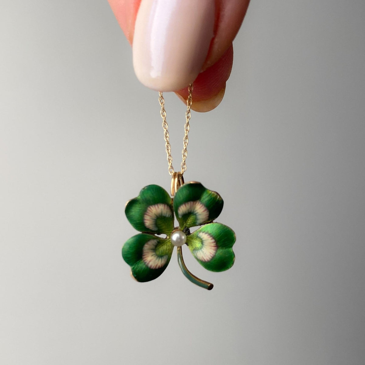 Antique Enamel Clover Pendant of 14k Gold - Trademark Antiques