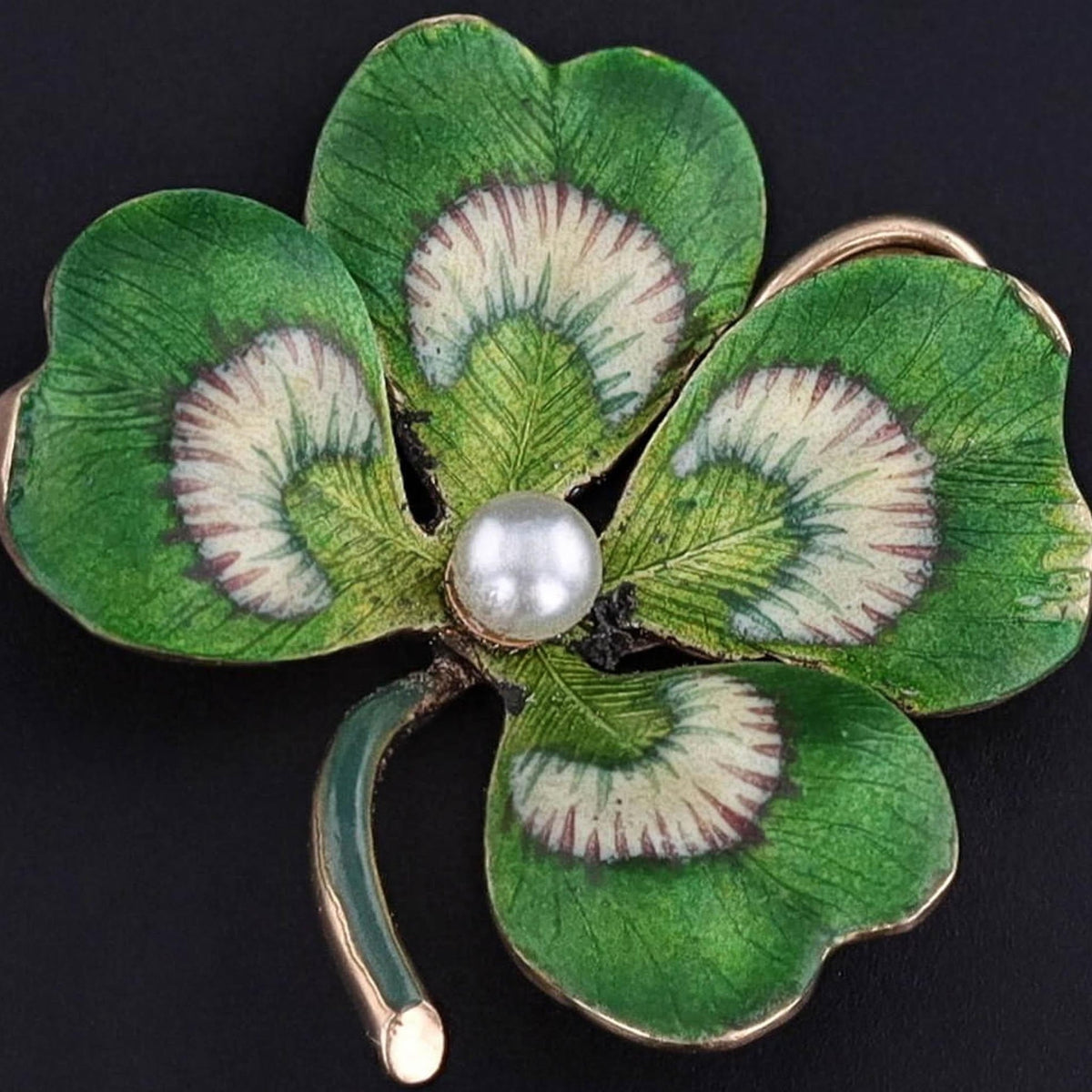 Antique Enamel Clover Pendant of 14k Gold - Trademark Antiques