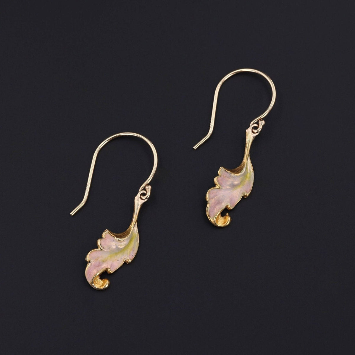 Antique Enamel Conversion Earrings of 14k Gold - Trademark Antiques