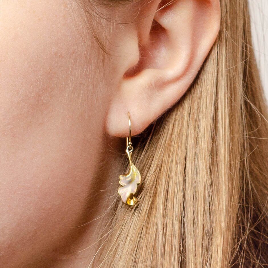 Antique Enamel Conversion Earrings of 14k Gold - Trademark Antiques