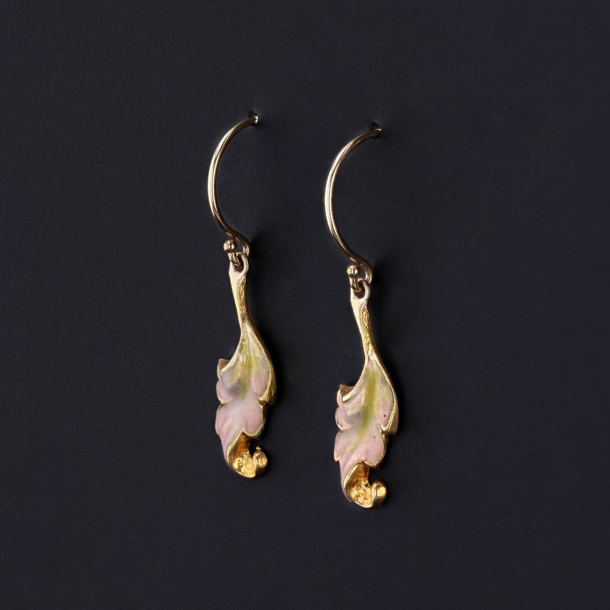 Antique Enamel Conversion Earrings of 14k Gold - Trademark Antiques