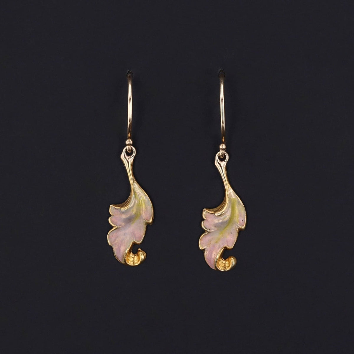 Antique Enamel Conversion Earrings of 14k Gold - Trademark Antiques