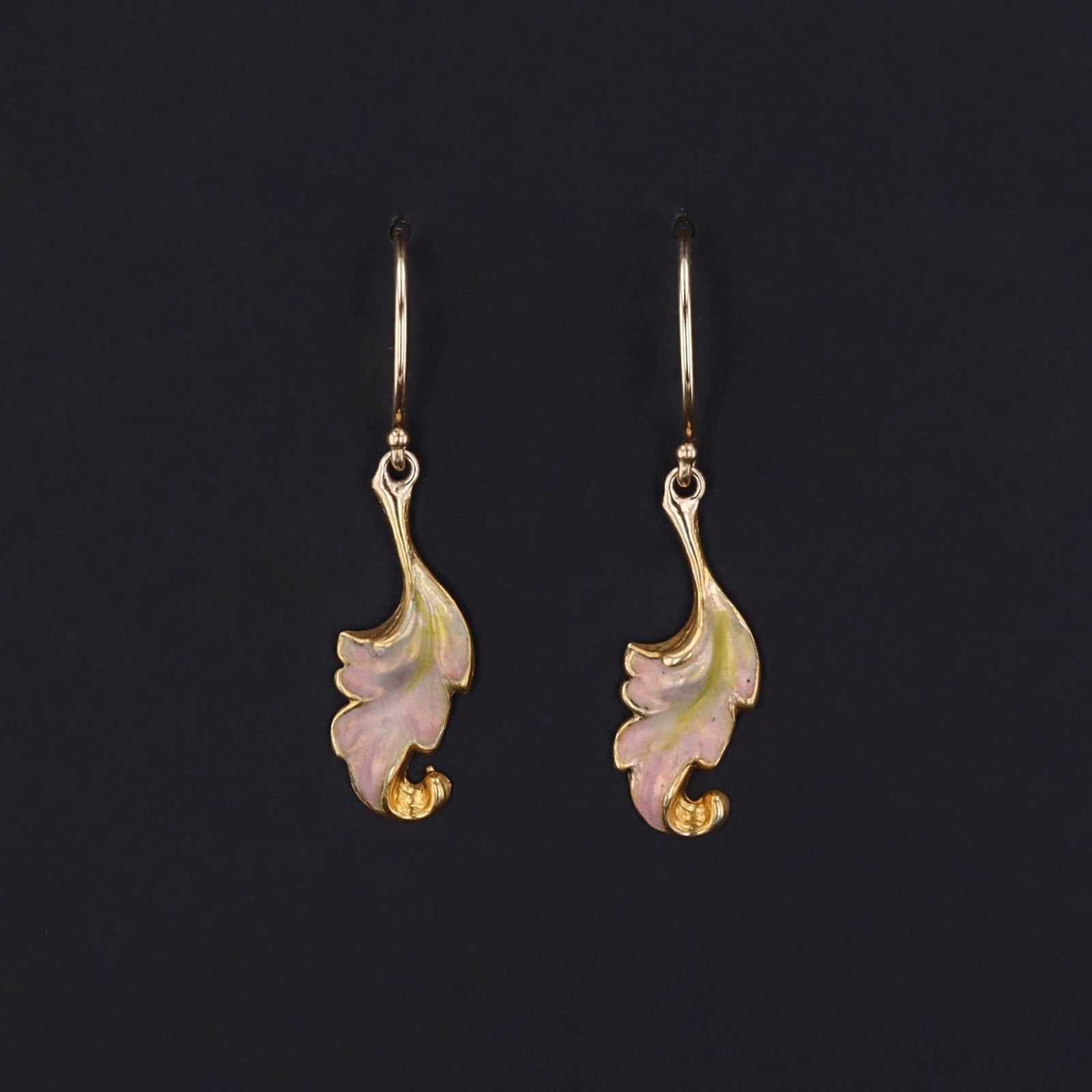 Antique Enamel Conversion Earrings of 14k Gold - Trademark Antiques