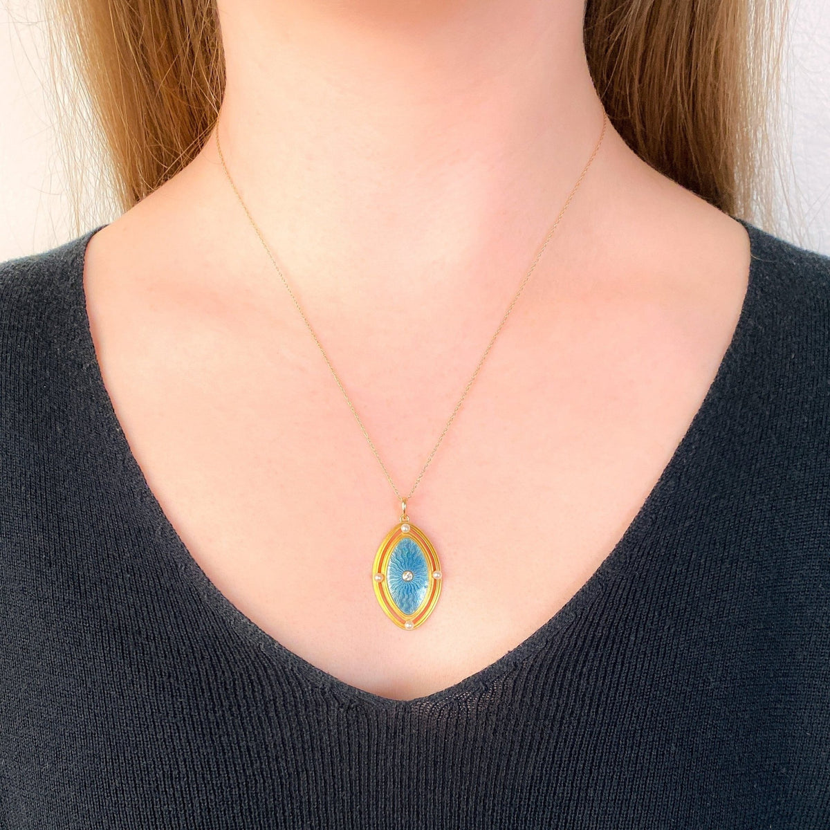 Antique Enamel Conversion Pendant of 14k Gold - Trademark Antiques