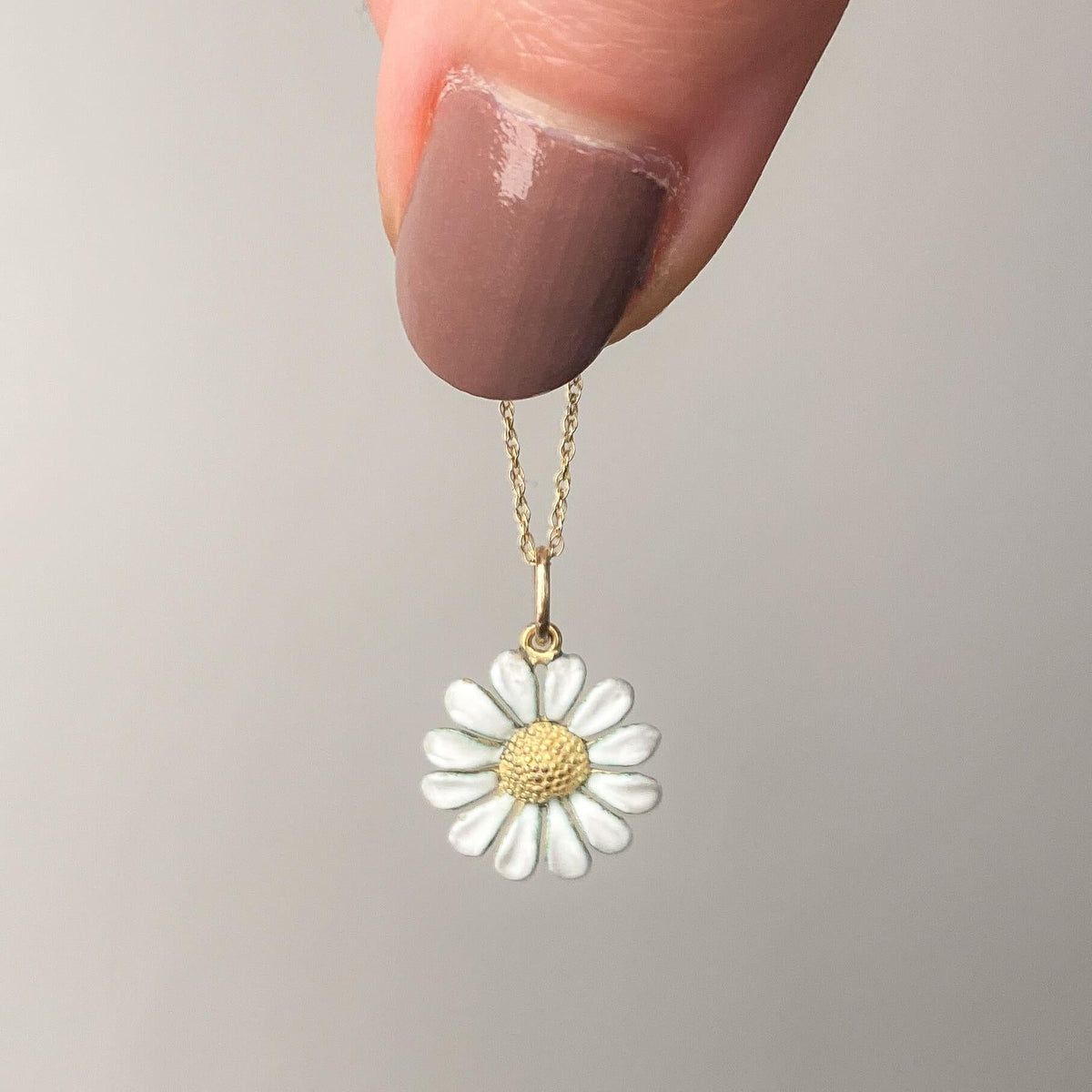 Antique Enamel Daisy Charm of 15k Gold - Trademark Antiques