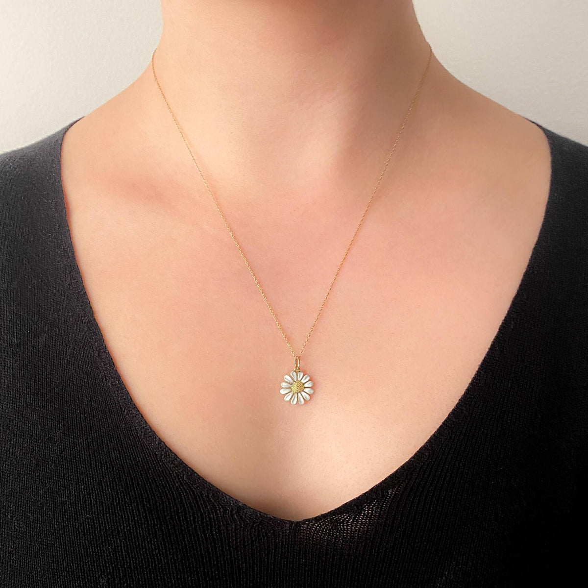 Antique Enamel Daisy Charm of 15k Gold - Trademark Antiques
