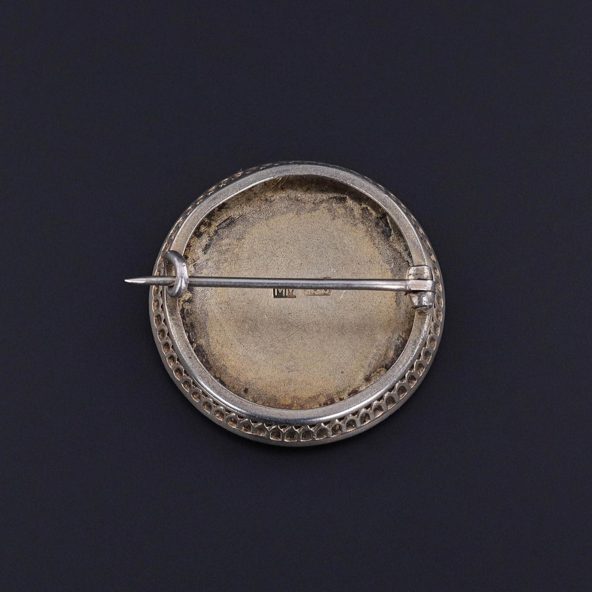 Antique Enamel Erotic Woman in Spider Web Brooch - Trademark Antiques