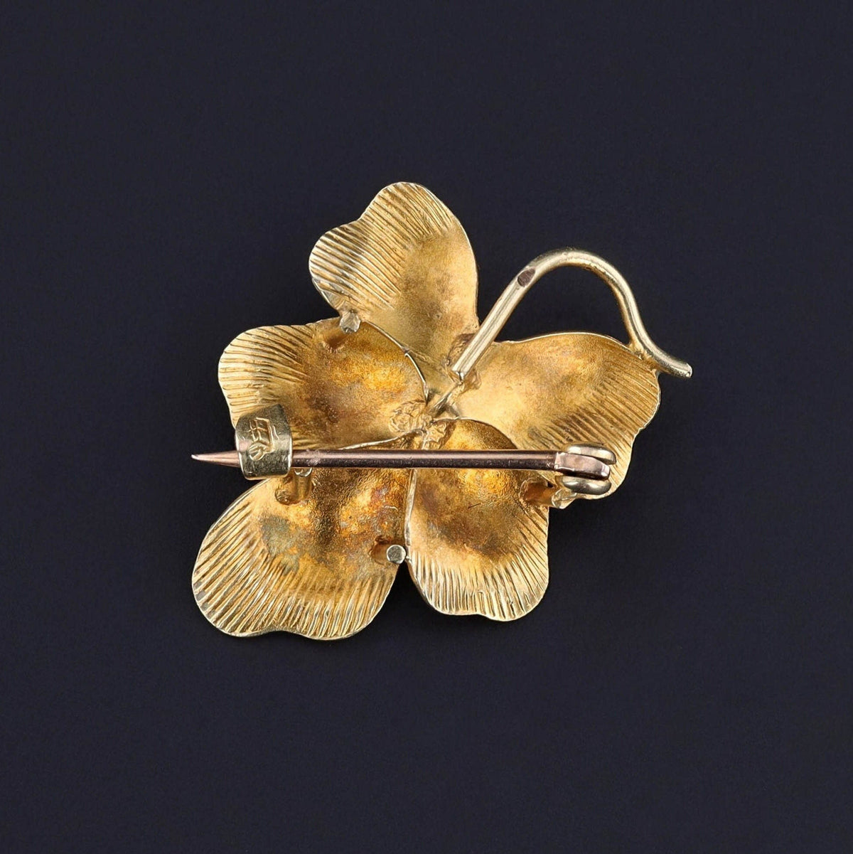 Antique Enamel Flower Brooch of 10k Gold - Trademark Antiques
