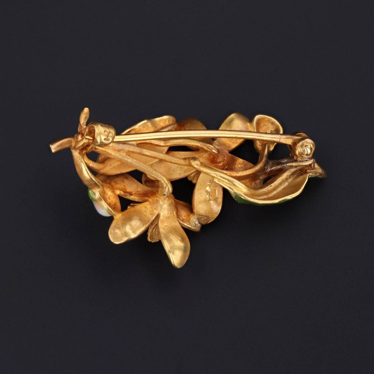 Antique Enamel Flower Brooch of 14k Gold - Trademark Antiques