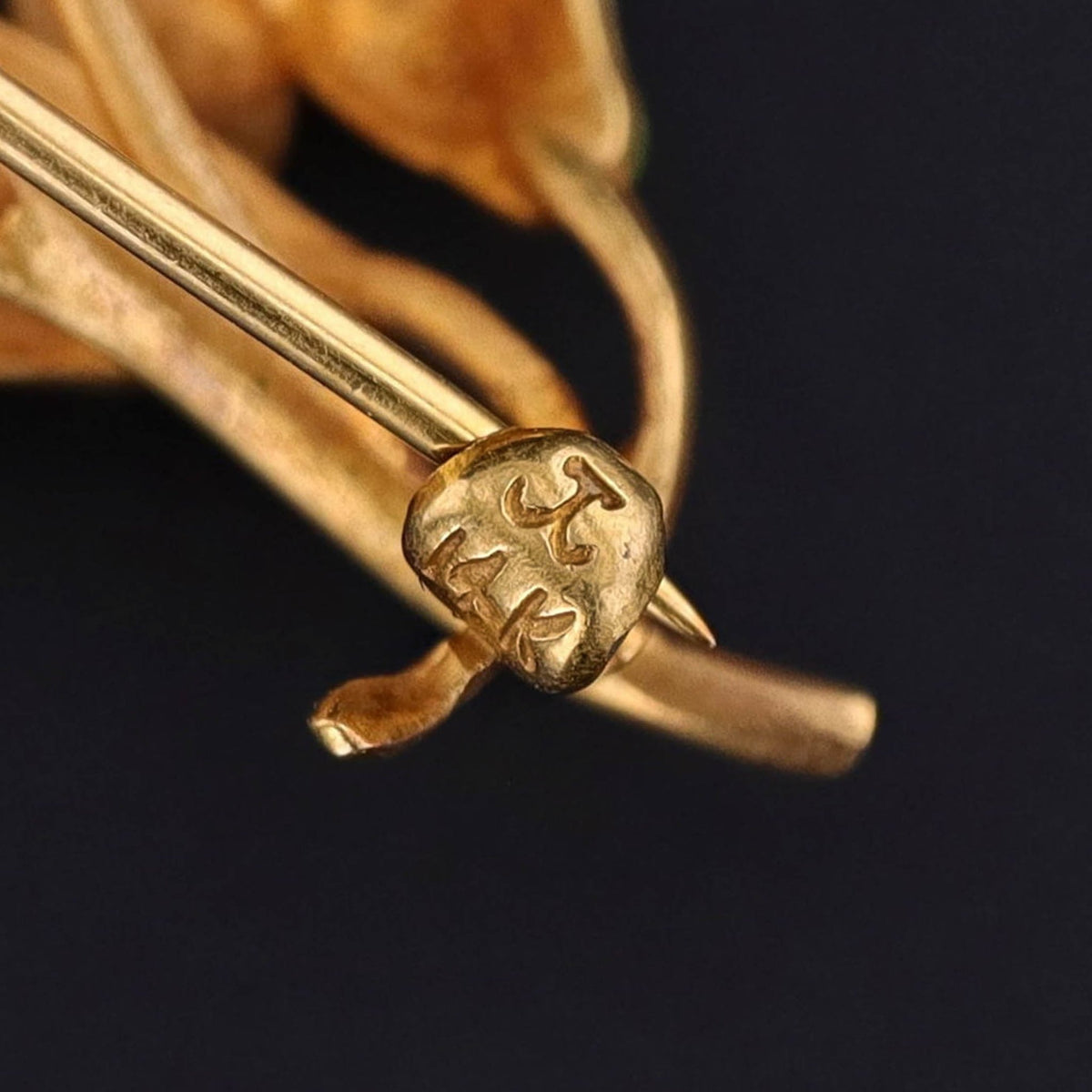 Antique Enamel Flower Brooch of 14k Gold - Trademark Antiques