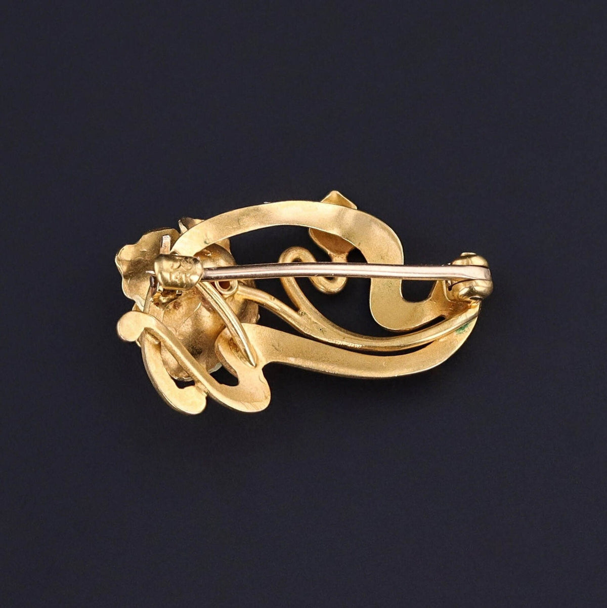 Antique Enamel Flower Brooch of 14k Gold - Trademark Antiques