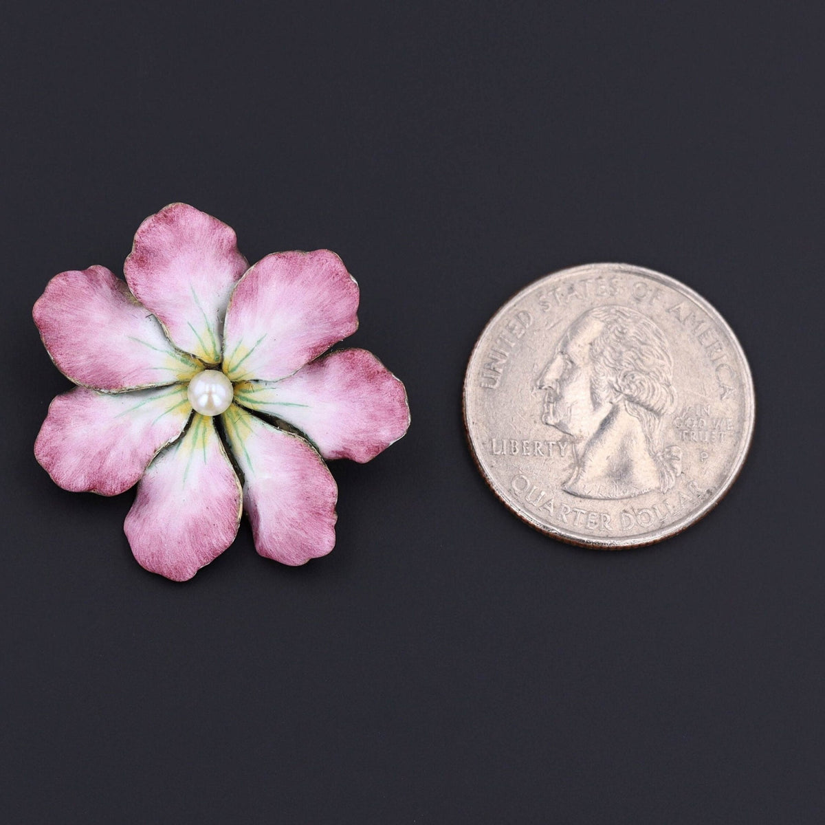 Antique Enamel Flower Brooch of 14k Gold by AJ Hedges - Trademark Antiques